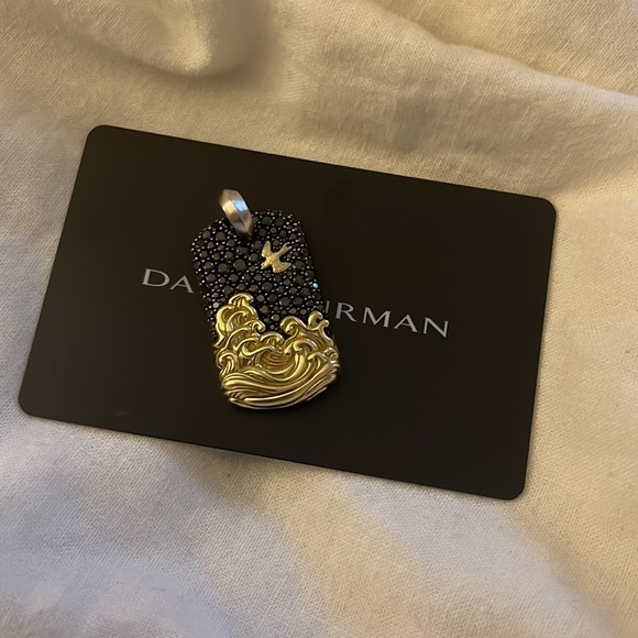 DAVID YURMAN GOLD & BLACK DIMOND DOG TAG - Picture 4 of 8
